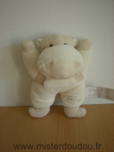 Doudou Hippopotame Tiamo Ecru beige 