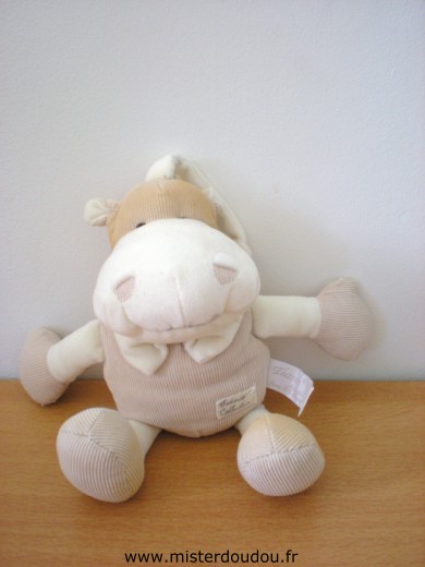 Doudou Hippopotame Tiamo Marron ecru 