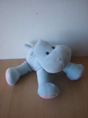 Doudou Hippopotame Tigex Bleu rose 