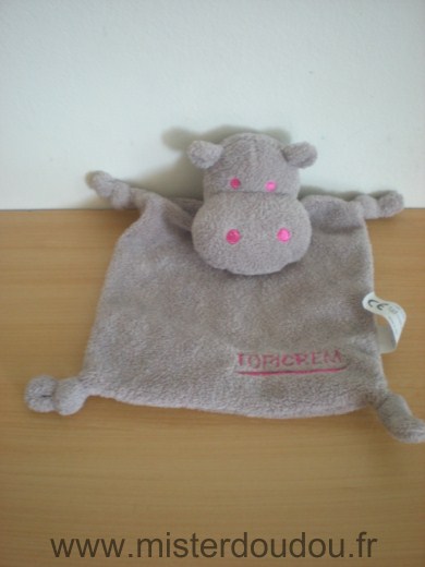 Doudou Hippopotame Topicrem Gris rose 