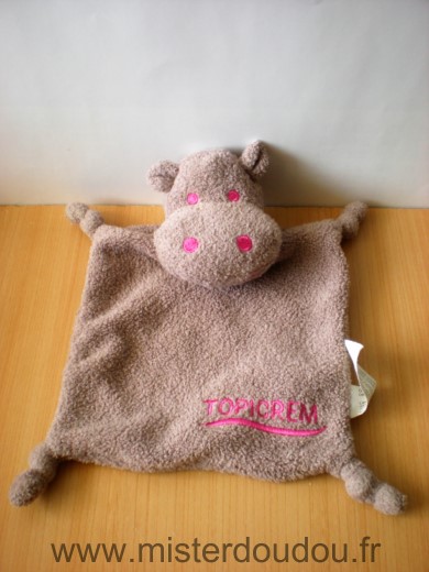 Doudou Hippopotame Topicrem Marron rose 