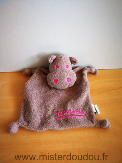 Doudou Hippopotame Topicrem Marron rose 