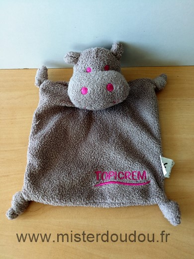 Doudou Hippopotame Topicrem Marron rose 