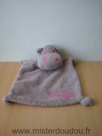 Doudou Hippopotame Topicrem Marron rose 