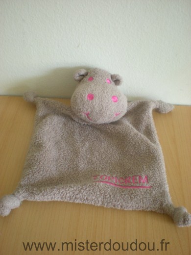 Doudou Hippopotame Topicrem Marron  rose topicrem 