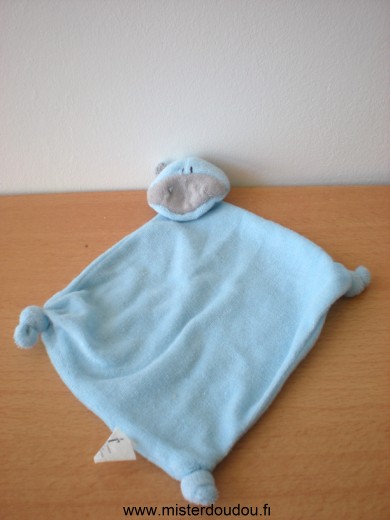 Doudou Hippopotame Vertbaudet Tissus eponge bleu gris 