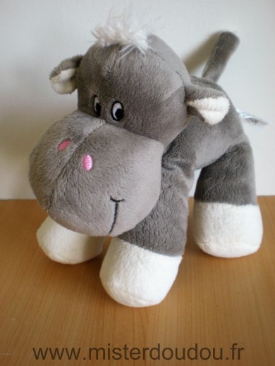 Doudou Hippopotame Zeeman Gris blanc 