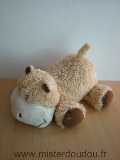 Doudou Hippopotame - marque non connue - Beige marron blanc 