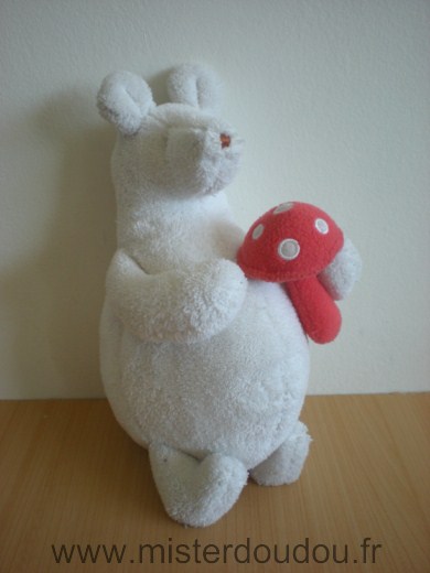 Doudou Kangourou Trousselier Blanc champignon rouge 