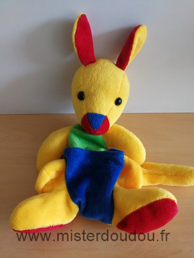 Doudou Kangourou 0 Jaune  vert bleu finaref 