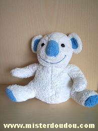 Doudou Koala Bébisol Blanc bleu 