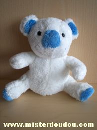 Doudou Koala Bébisol Blanc bleu 