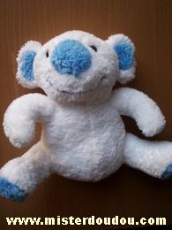 Doudou Koala Bébisol Blanc bleu 