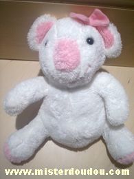 Doudou Koala Bébisol Blanc rose noeud rose Pas d'étiquette.