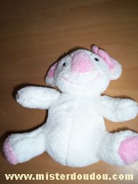 Doudou Koala Bébisol Blanc rose noeud rose 