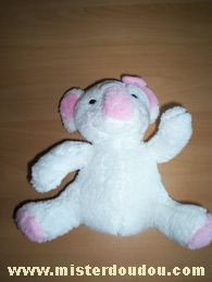 Doudou Koala Bébisol Blanc rose noeud rose 