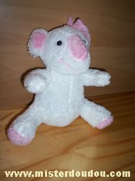 Doudou Koala Bébisol Blanc rose noeud rose 