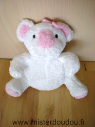 Doudou Koala Bébisol Blanc rose noeud rose 