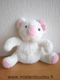 Doudou Koala Bébisol Blanc rose noeud rose 