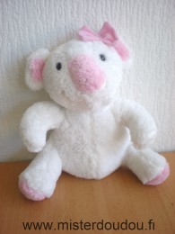 Doudou Koala Bébisol Blanc rose noeud rose 