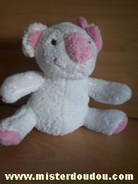 Doudou Koala Bébisol Blanc rose noeud rose 