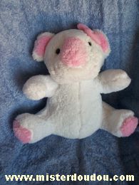 Doudou Koala Bébisol Blanc rose noeud rose 