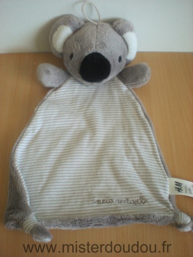 Doudou Koala H et m Gris rayures beige blanc new arrival 