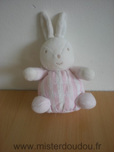 Doudou Lapin Tartine et chocolat Rose blanc 