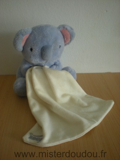 Doudou Koala Tigex Mauve mouchoir blanc 