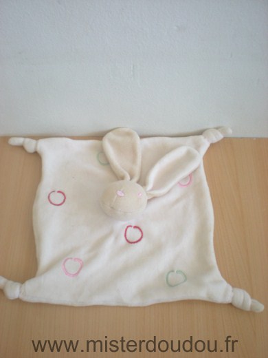 Doudou Lapin 0 Blanc ronds rouge vert rose 