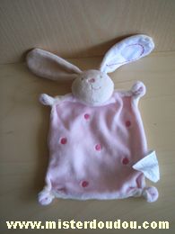 Doudou Lapin Absorba Rose à pois roses, beige dessous 