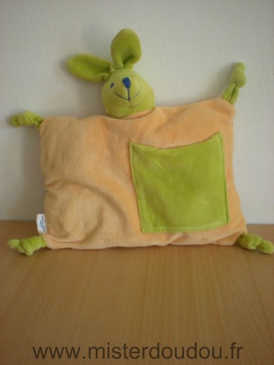 Doudou Lapin Air france Rose saumon vert 