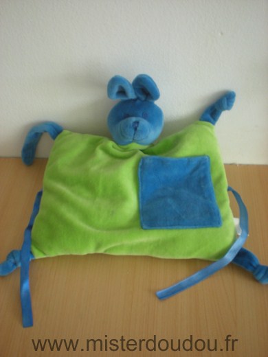 Doudou Lapin Air france Vert bleu 