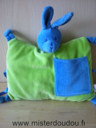 Doudou Lapin Air france Vert bleu 