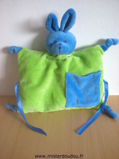 Doudou Lapin Air france Vert bleu 