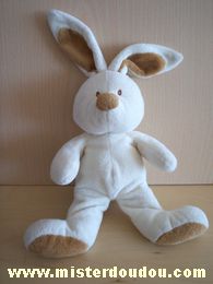 Doudou Lapin Ajena Blanc marron 