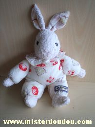 Doudou Lapin Ajena Blanc motifs légumes 