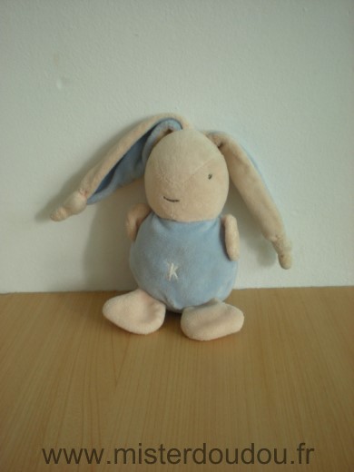 Doudou Lapin Ajena Bleu beie en velours 