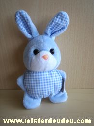 Doudou Lapin Ajena Bleu blanc vichy 