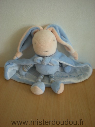 Doudou Lapin Ajena Bleu cape bleu super doudou 