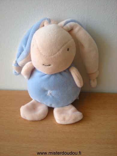 Doudou Lapin Ajena Bleu rose clair tout en velours 