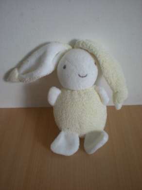 Doudou Lapin Ajena Jaune blanc 