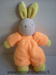 Doudou Lapin Ajena Orange fluo jaune 