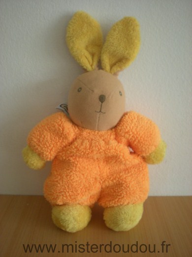 Doudou Lapin Ajena Orange jaune 