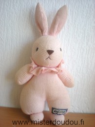 Doudou Lapin Ajena Tissus rose 