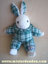 Doudou Lapin Ajena Vert blanc 