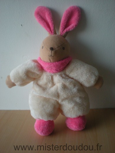 Doudou Lapin Alana Ecru rose 