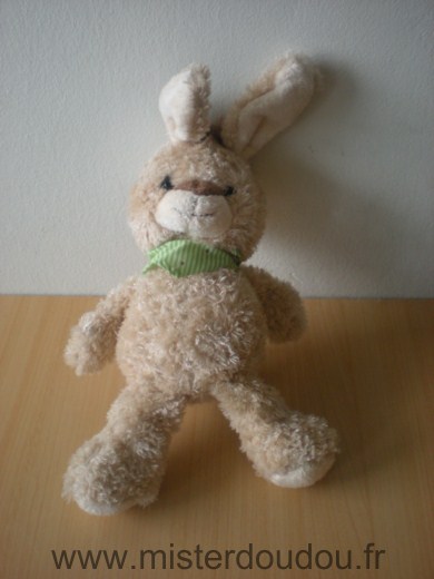 Doudou Lapin Althans Beige foulard vert 