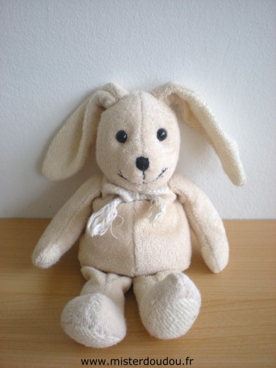 Doudou Lapin Anna club plush Beige en tissus éponge étiquette coupée