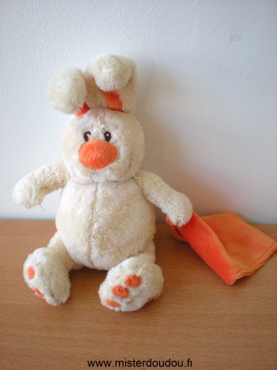 Doudou Lapin Anna club plush Beige mouchoir orange 